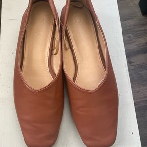 8 Seconds Brown Faux Leather Straight-toe Flat with 3/4 inch heel